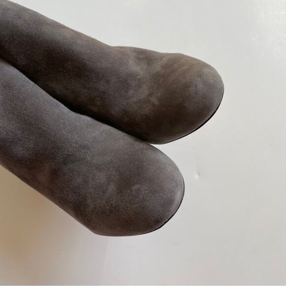 Sam Edelman Grey Suede Croc Embossed Ankle Bootie - Picture 5 of 9